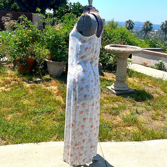 Vintage Laura Ashley White floral maxi slip dress vintage 90’s summer dress szM - Picture 9 of 14